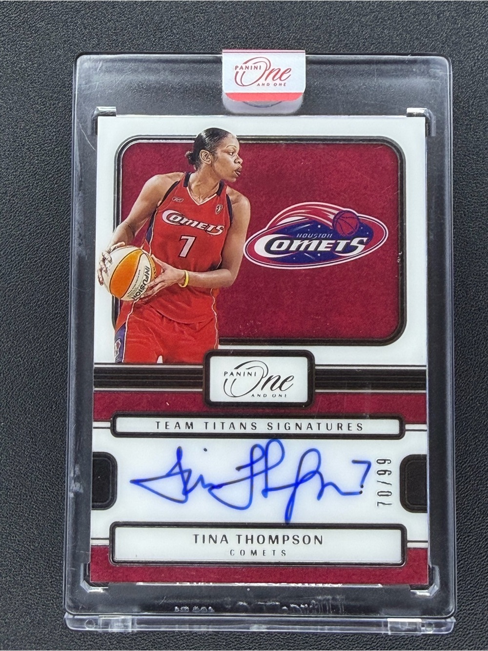 TINA THOMPSON 2025-26 PANINI ONE AND ONE TEAM TITANS ON CARD AUTO /99 #TTS-TT